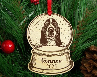Basset Hound Ornament Custom Pet Gift for Dog Owner, Dog Angel Memorial Sympathy In Loving Memory, Personalized Dog Christmas Ornament Decor