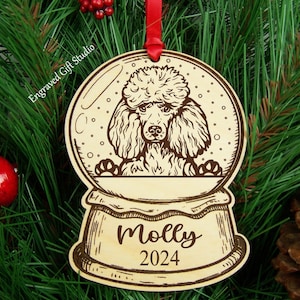 Poodle Christmas Ornament Personalized Dog Gift for Owner, Mom Dad Memorial Sympathy Gift, Miniature, Mini, Standard, Toy Poodle Gift Idea