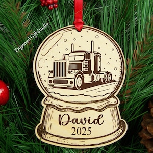 Semi Truck Ornament, Personalized Christmas Ornament Gift for Him, Big Rig Truck Driver Gift, Memorial Gift, Appreciation Gift, Trucker Gift