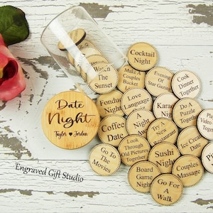 Date Night Jar with Couple Activities Personalized Gift Idea, Couples Gift, Bridal Shower Gift Wedding, Couples Date Night Game Coins Tokens