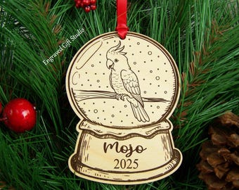 Personalized Cockatoo Christmas Ornament Keepsake Decor Wood Engraved Cockatoo Memorial Gift Sympathy Pet Remembrance Parrot Bird Lover Gift