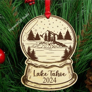 Lake Tahoe Christmas Ornament Sign Keepsake, Lake Tahoe Gift Christmas Tree Decor, California Nevada Travel Mountain Ski Trip Holiday Decor