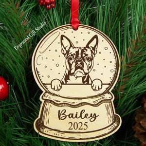 Boston Terrier Christmas Ornament Sign, Personalized Christmas Gift for Pet Parents Dog Memorial Art Sympathy Custom Dog Ornament Tree Decor