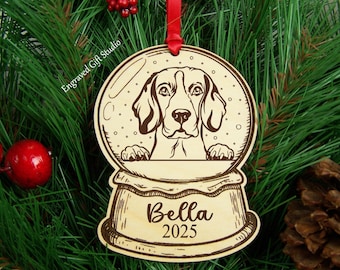 Personalized Beagle Christmas Ornament Sign Family Dog Ornament Christmas Gift for Pet Owner Mom Dad Beagle Memorial Keepsake Art Sympathy