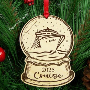 Cruise Christmas Ornament Family Vacation Gift, Cruise Trip Gift Idea, Ornament Exchange Christmas Gift, Laser Engraved Ornament, Snow Globe