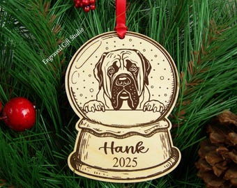 English Mastiff Ornament Personalized Dog Ornament Memorial Gift, Dog Loss Sympathy Pet Remembrance, Rustic Christmas Ornament Tree Decor