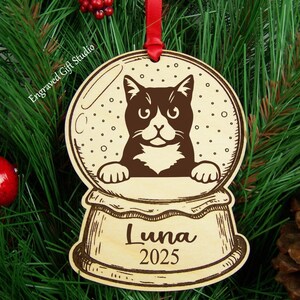 Cat Ornament, Custom Cat Gift for Owner, Cat Lover Gift, Mom Dad Cat Memorial Gift Sympathy, Tuxedo Cat Personalized Cat Christmas Ornament