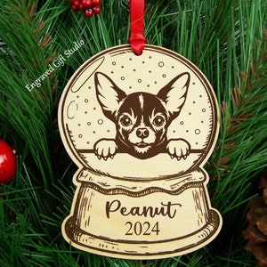 Chihuahua Ornament Personalized Dog Lover Gift Idea, Mom Dad Memorial, Custom Christmas Ornament Art Keepsake Christmas Gift for Pet Parent