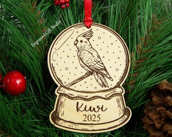 Engraved Wood Cockatiel Christmas Ornament Decor, Personalized Cockatiel Memorial Gift Pet Bird Remembrance Parrot Lover Gift Mom Dad Owner