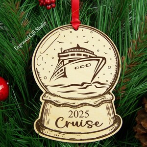 Cruise Christmas Ornament Family Vacation Gift, Cruise Trip Gift Idea, Ornament Exchange Christmas Gift, Laser Engraved Ornament, Snow Globe