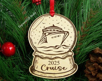 Cruise Christmas Ornament Family Vacation Gift, Cruise Trip Gift Idea, Ornament Exchange Christmas Gift, Laser Engraved Ornament, Snow Globe
