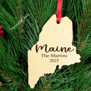 Maine Ornament Keepsake Souvenir, Personalized Home State Ornament Sign, Engraved Maine Christmas Ornament Christmas Decor Housewarming Gift