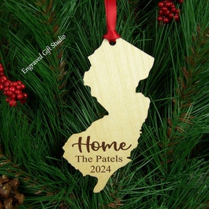 New Jersey Ornament Personalized Gift, Engraved State Christmas Ornament Souvenir, Farmhouse Christmas Decor, Couple, Family Home Ornament