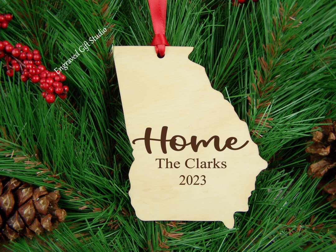 Christmas Ornament Personalized Wood State Home Ornament Sign