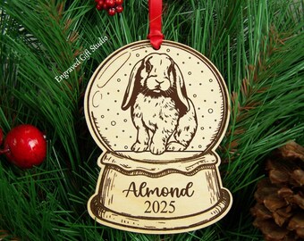 Holland Lop Bunny Ornament, Personalized Bunny Christmas Ornament, Wood Engraved Pet Rabbit Christmas Gift for Rabbit Owner, Rabbit Lover