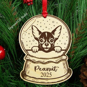 Chihuahua Ornament Personalized Dog Lover Gift Idea, Mom Dad Memorial, Custom Christmas Ornament Art Keepsake Christmas Gift for Pet Parent