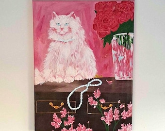 Ragdoll white cat Origional A3 Acrylic painting
