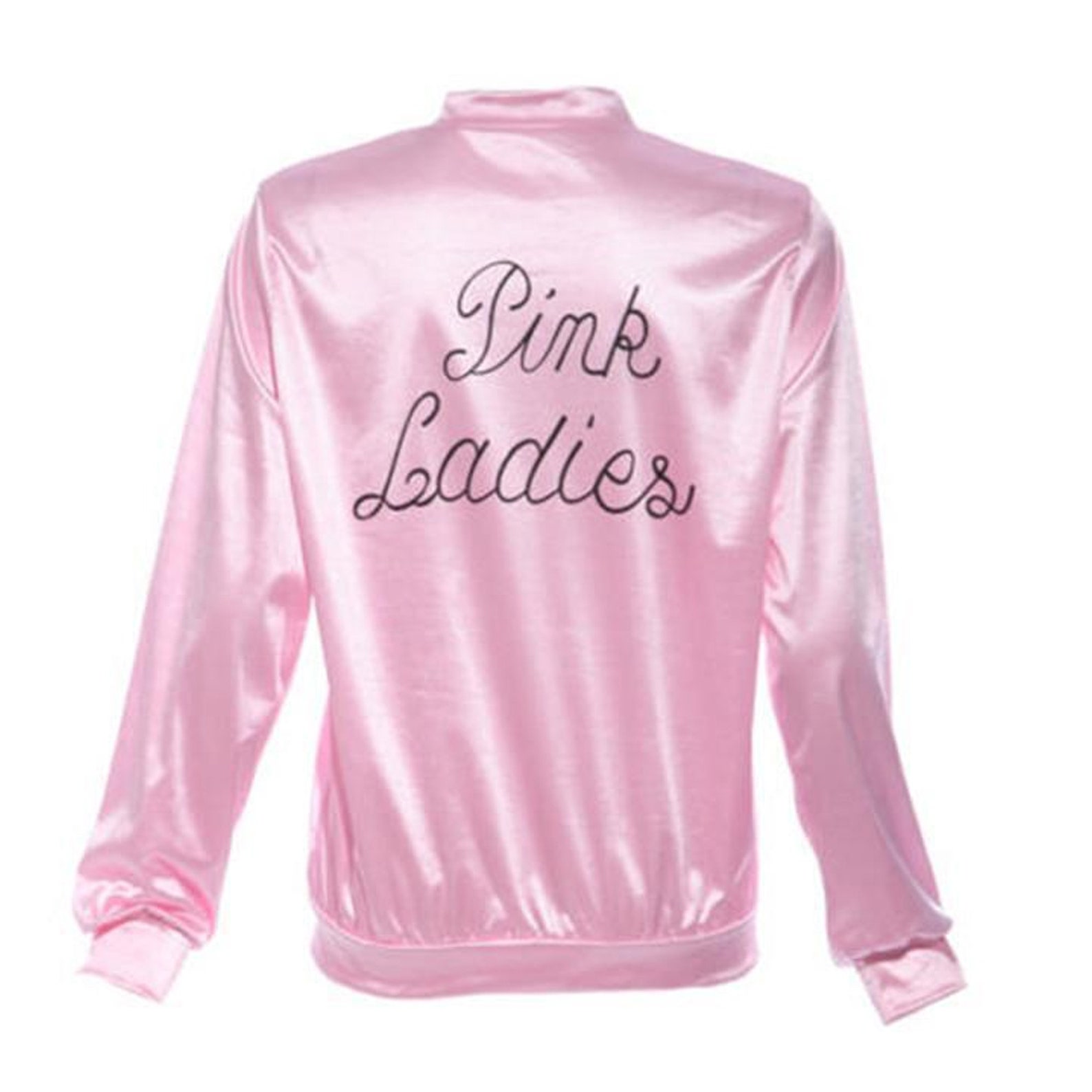 Ladies Pink Grease Satin Jacket 1950s Womens Hen Night Party Fancy