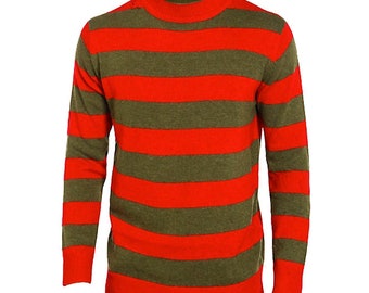 Halloween Trui Volwassenen Rood En Groen Freddy Krueger Fancy Dress Streep Gebreide Trui