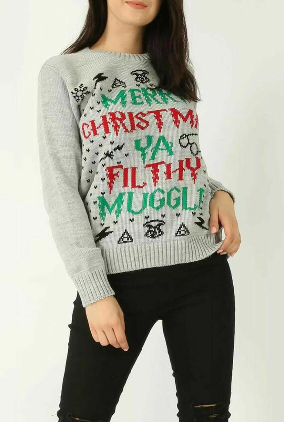 Ladies Merry Christmas Elf Snowflakes Jumper Novelty Xmas Funny