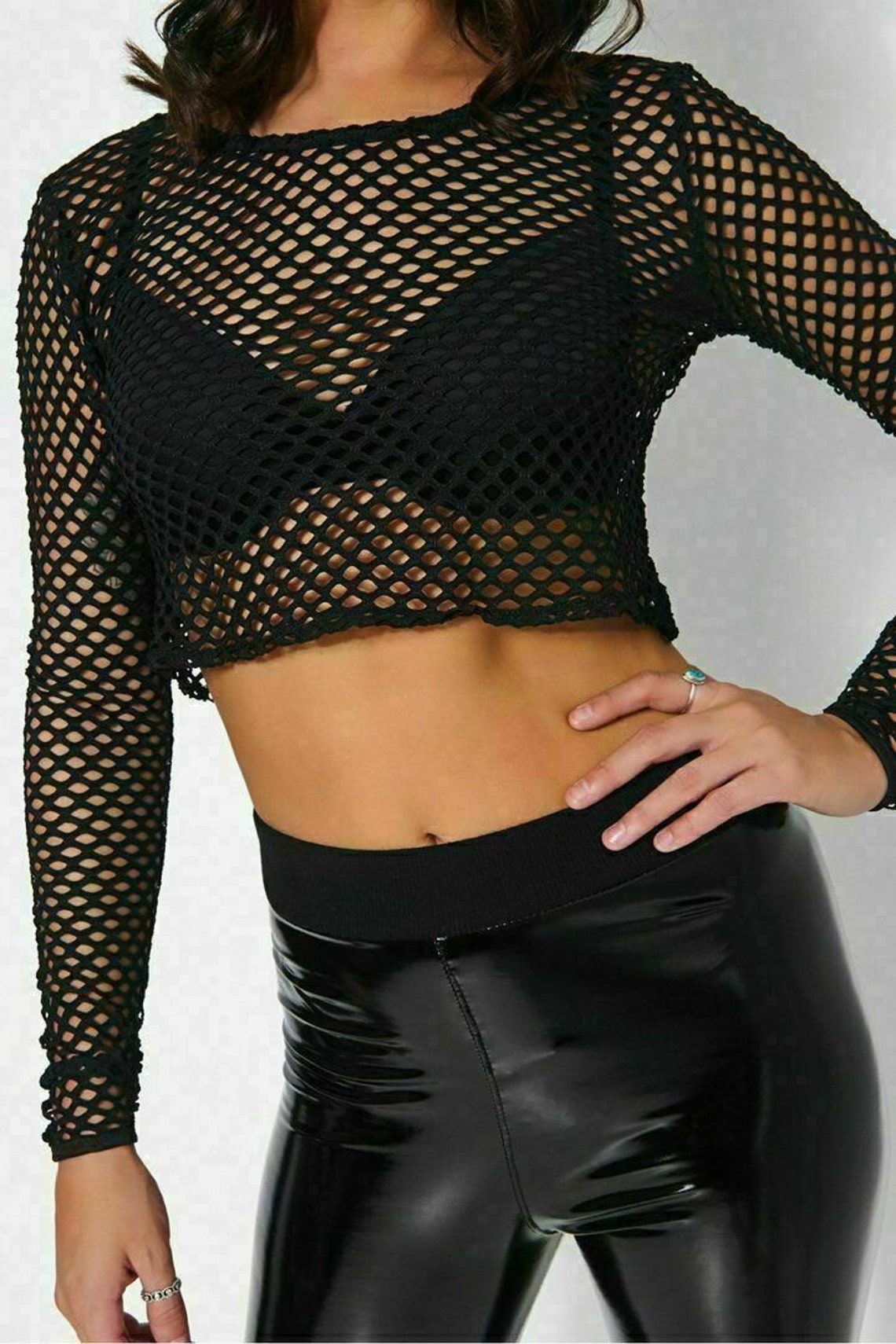 Mesh See Through Crop Top & Bodysuit Ladies Fishnet Top - Etsy