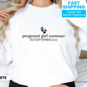 Personalized Pregnant Girl Pregnancy Announcement Sweatshirt, Custom Mom to Be Pullover, Baby Reveal Maternity Crewneck, Expecting Mom Gift