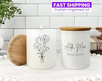 Personalized Birth Flower Candle, Custom Name Candle Gift for Her, Birthday Gift, Bridesmaid Proposal, Mother's Day Gift, Floral Gift Idea