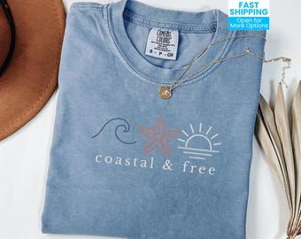 Coastal 4th of July Tee, USA Shirt, Minimal Beachy Tshirt, Patriotic Gift, United States Tee, Retro American T-shirt, Ocean Vibes Sweatshirt