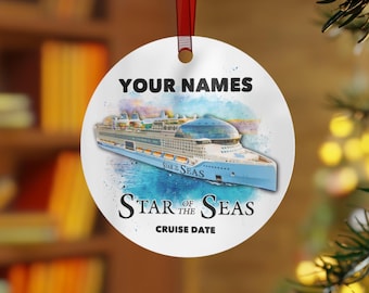 Star of the Seas, metal cruise ornament, 3.5-inch diameter, 2-sided print