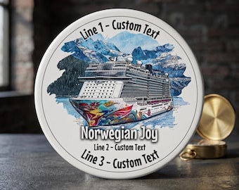 Norwegian Joy in Alaska cruise cabin magnet, 2 sizes, Customize it too!