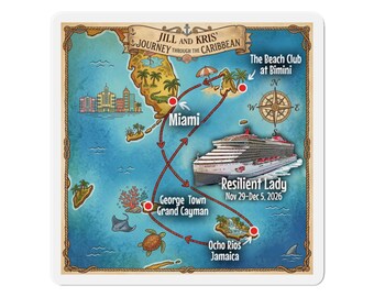 Custom - Virgin Voyages' Resilient Lady, cruise magnet, 6" x 6"