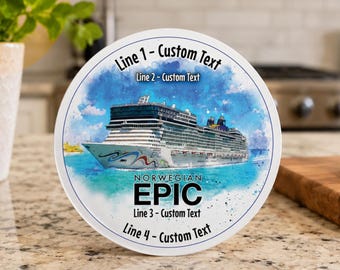 Norwegian Epic cruise door magnet, 6-inch diameter, Personalize it