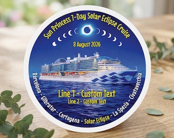Sun Princess Solar Eclipse Cruise Magnet, Custom Die-Cut Souvenir (4-inch, 6-inch)