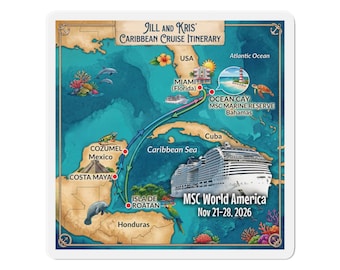 Custom - MSC World America, cruise magnet, 6" x 6"