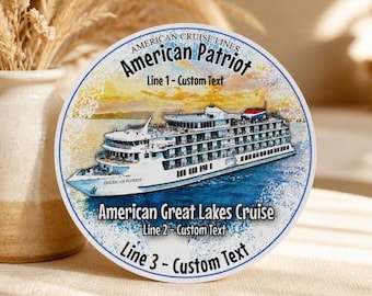 American Patriot Cruise Ship Magnet, Customizable 8-inch Vinyl Die-Cut