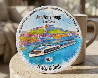 AmaWaterways AmaSiena river boat, die-cut cruise cabin magnet, personalize it, 2 sizes