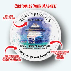 Ruby Princess Die-Cut Magnet, 4-inch and 6-inch Diameter, Personalize it image 2