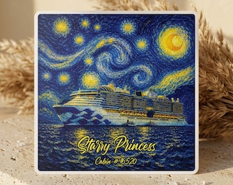 Star Princess Van Gogh Style Cruise Cabin Magnet, 4-6 Inch Diameter Souvenir