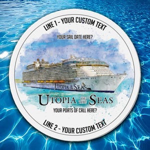 Utopia of the Seas, 6-Zoll-Kreuzkreuzschiffmagnet, Cabin-Türdekor, personalisierter Kreuzfahrtmagnet, bunter Magnet, tolles Geschenk für Kreuzfahrtliebhaber