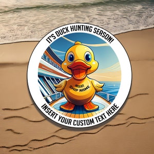 Imán para cabina de crucero "Temporada de caza de patos", 15 cm de diámetro. Personalízalo.