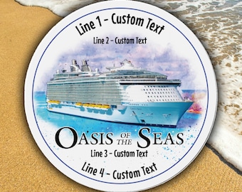 Oasis of the Seas Cruise Cabin Door Magnet, 4-inch and 6-inch round, Personalize it
