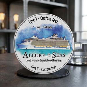 Allure of the Seas Cruise Cabin Magnet, Die-Cut Vinyl, 4 or 6-inch Diameter, Personalize It