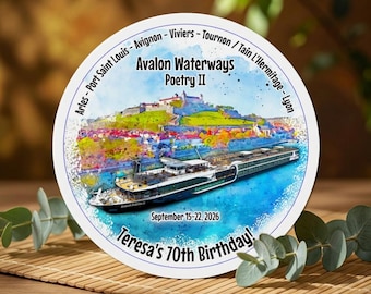 Avalon Waterways Cruise Artwork Die-Cut Magnet | Riverboat, Scenic Harbor