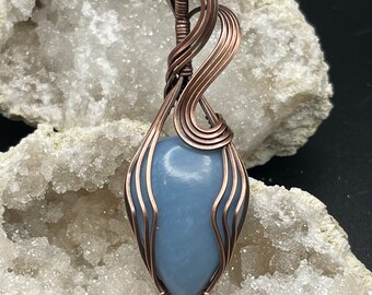 Wire Wrapped Owyhee Blue Opal Pendant