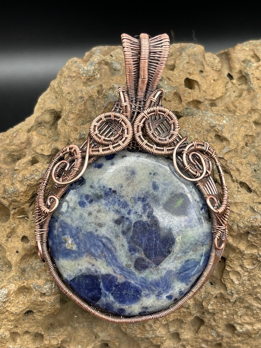 Davit Wire Rope Pendant Wire Wrapped Sodalite Pendant - Etsy