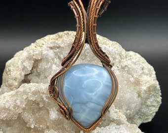 Owyhee Blue Opal Wire Wrapped Pendant