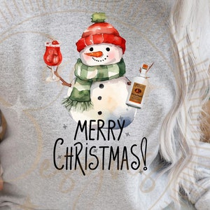 Cocktail di vodka con pupazzo di neve Whimsy, PNG Download digitale, Sublimazione, Maglietta, dtf, uvf Natale, Festa, Design maglietta, Maglione brutto, Ornamento