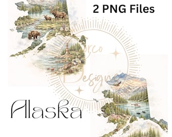 Alaska State, PNG Digital Download, Water Color, Float Plane, Alaska Design, Shirt Design, Mug, Alaska Cruise, State Design, Alaska Fishing,