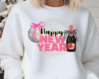 Champagne Wine Bottle Tiffany Black Pink  New Year's Design , New Year's Shirt Design, New Year's Party, New Years Celebration, DTF