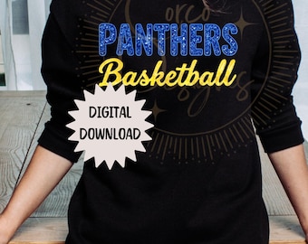 Faux Sequin Panthers Basketball Design Design, PNG Digital Download, Sublimation, dtf, uvf Spirit Wear, Coffee Mug, Jersey,  Basketball Mom